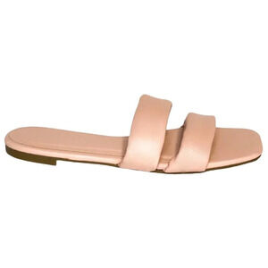 Bamboo Women's Double Strap Slide Flat Sandals Blush Size 8.5 Kick-30 Runs Small
